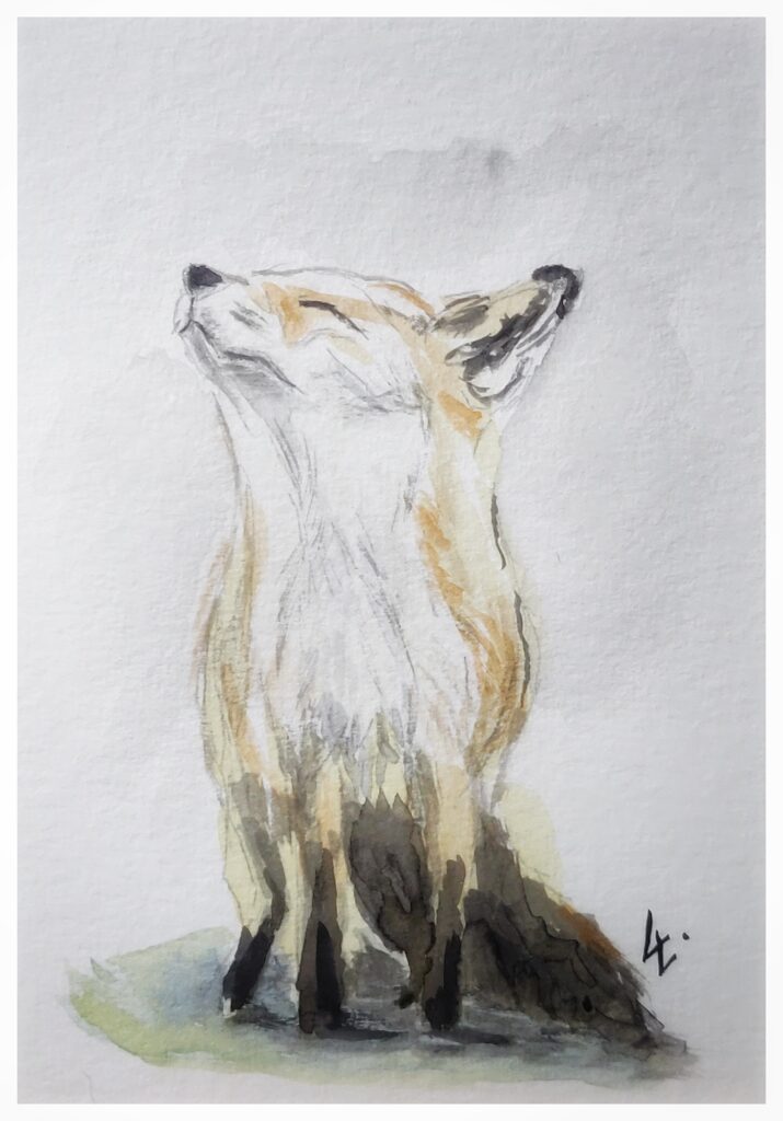 Kleiner Fuchs, Aquarell, Postkarte