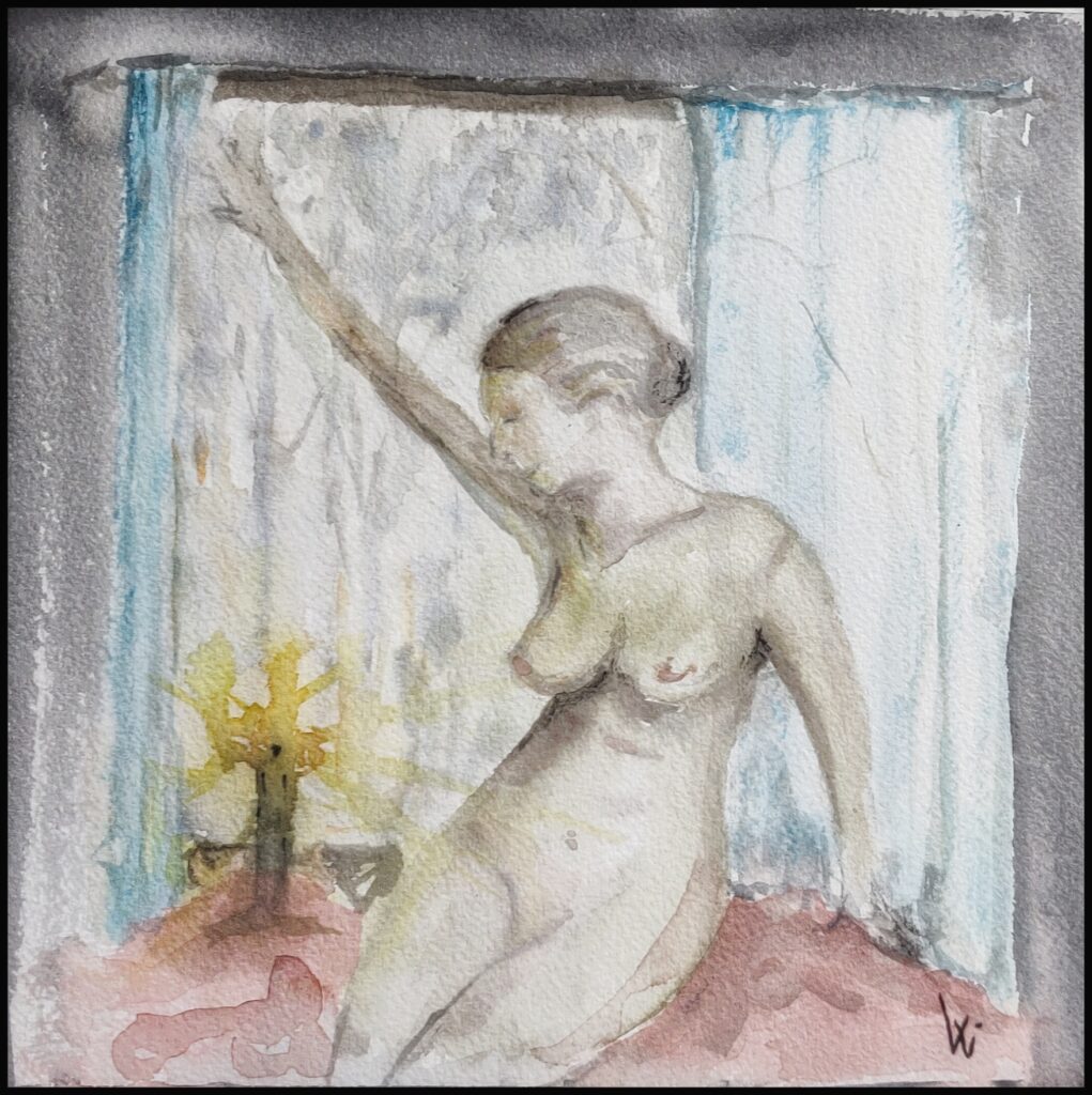 "scham-los", Bodylove, Aquarellmalerei, 20x20cm