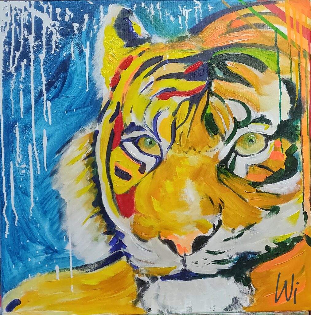 "Wildes Leben" Tiger, Acryl auf Leinwand (60x60cm)