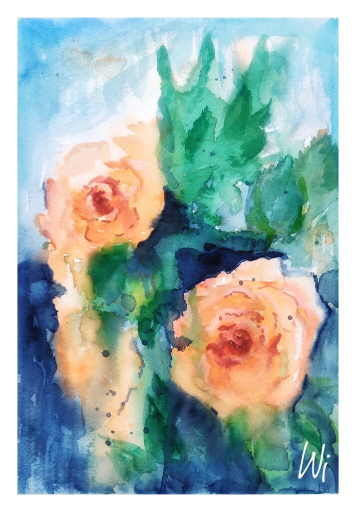 Rosen, Aquarell, 26x36 cm