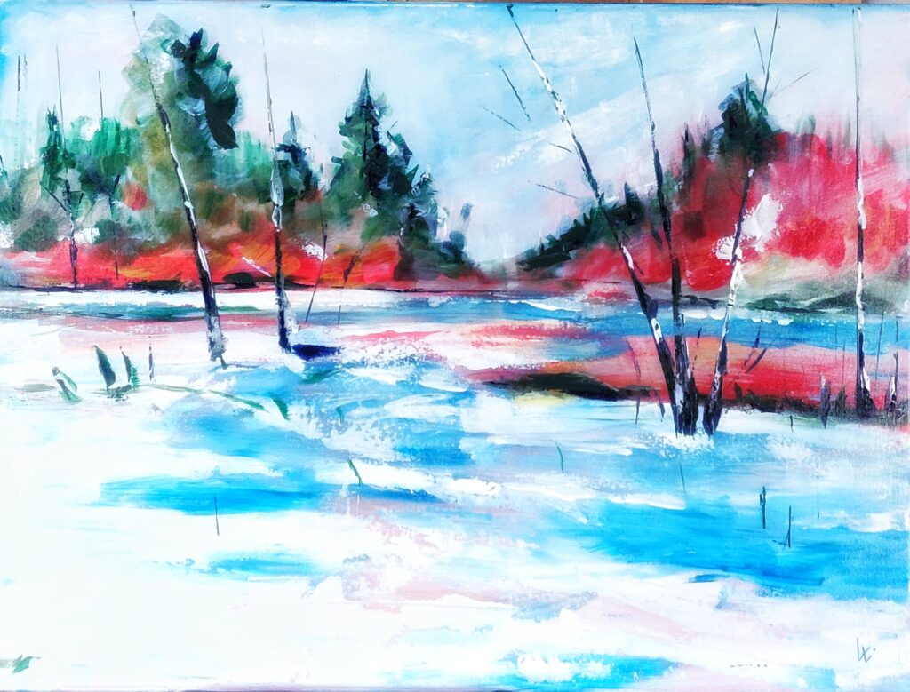 Seelenlandschaft, Winterlandschaft, Acryl auf Leinwand, 80x60