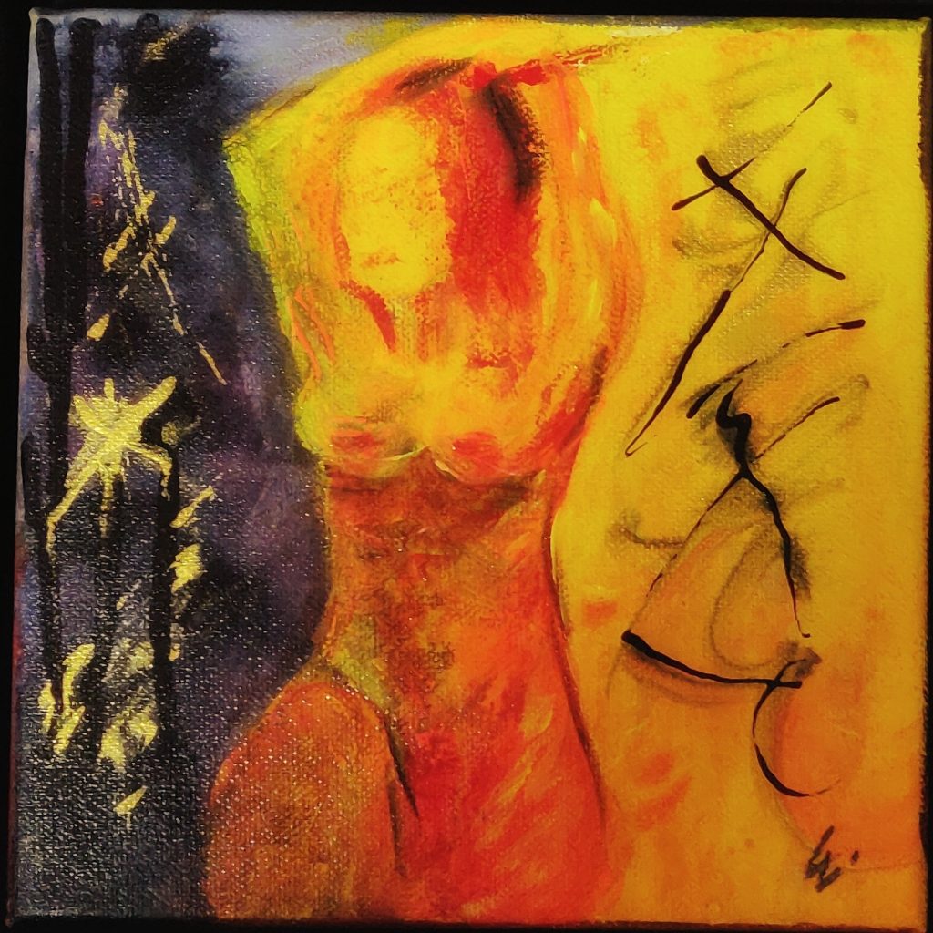 "scham-los", Bodylove, Acryl auf Leinwand (20x20 cm)