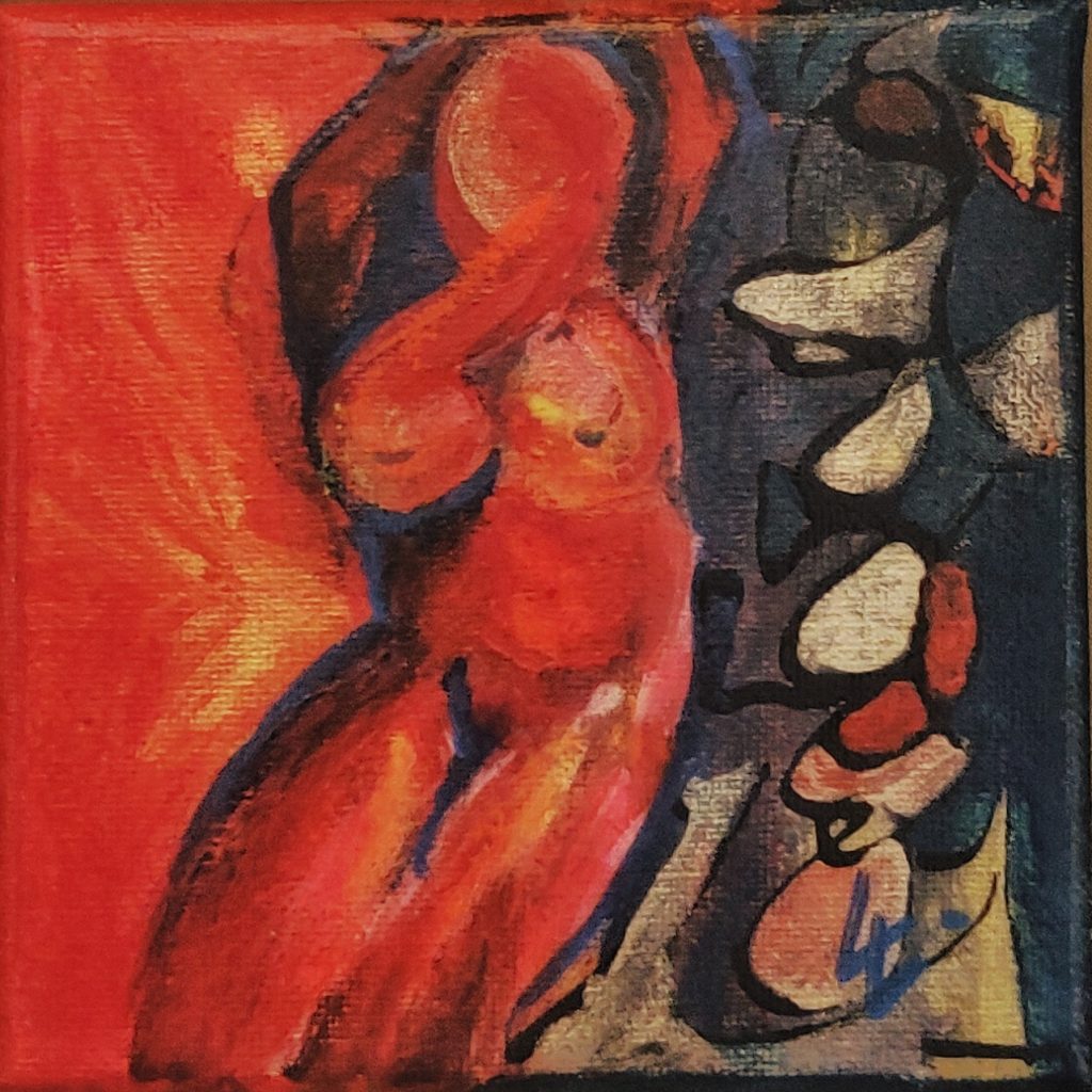 "scham-los", Bodylove, Acryl auf Leinwand (10x10cm)