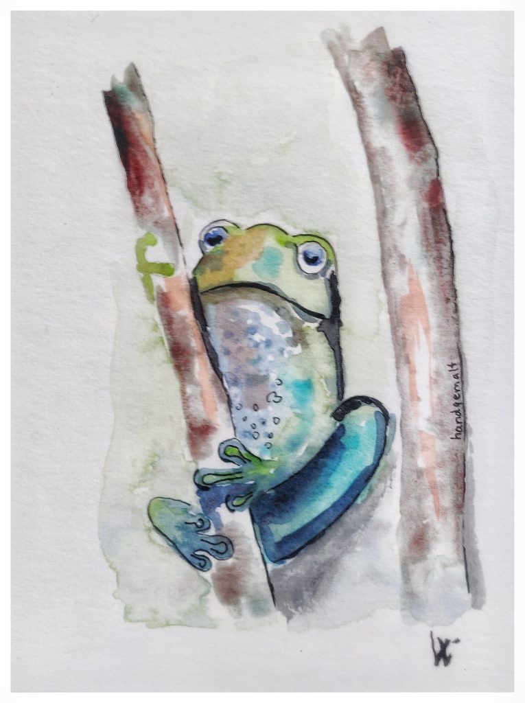 Frosch, Aquarellmalerei, Postkarte