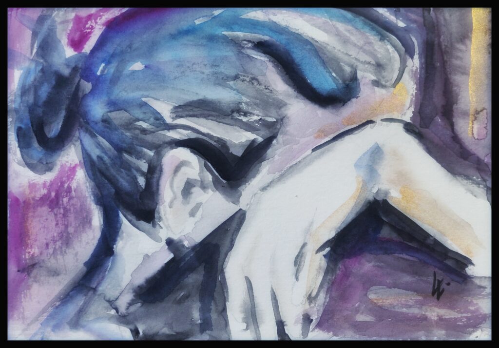 Emotion, Frau, Aquarellmalerei, 24x17 cm