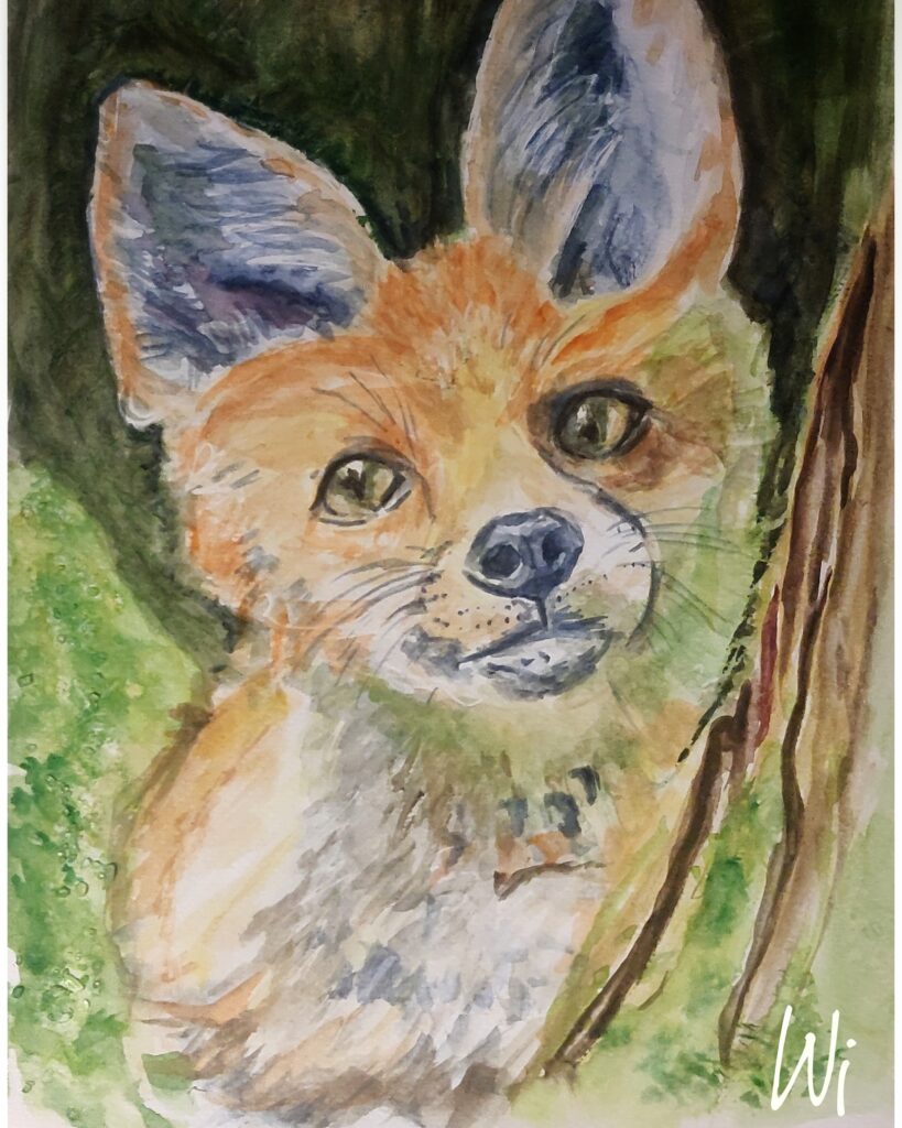 Fuchs, Aquarellmalerei, 18x24 cm