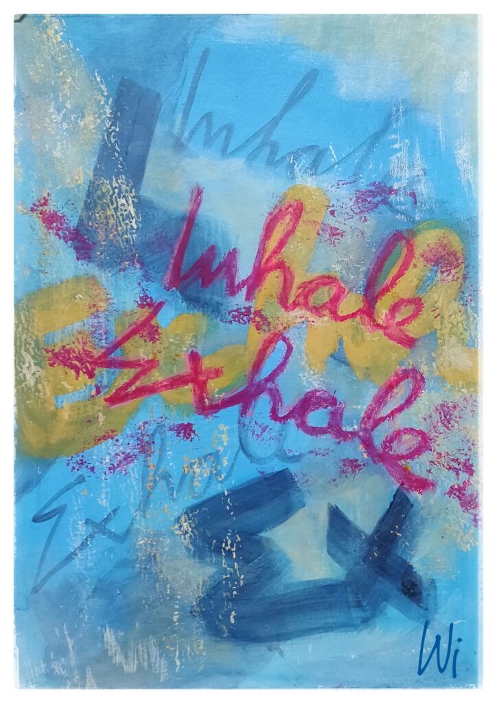 Inhale - exhale, Acryl und Kreide auf Papier, DIN A3, abstrakt