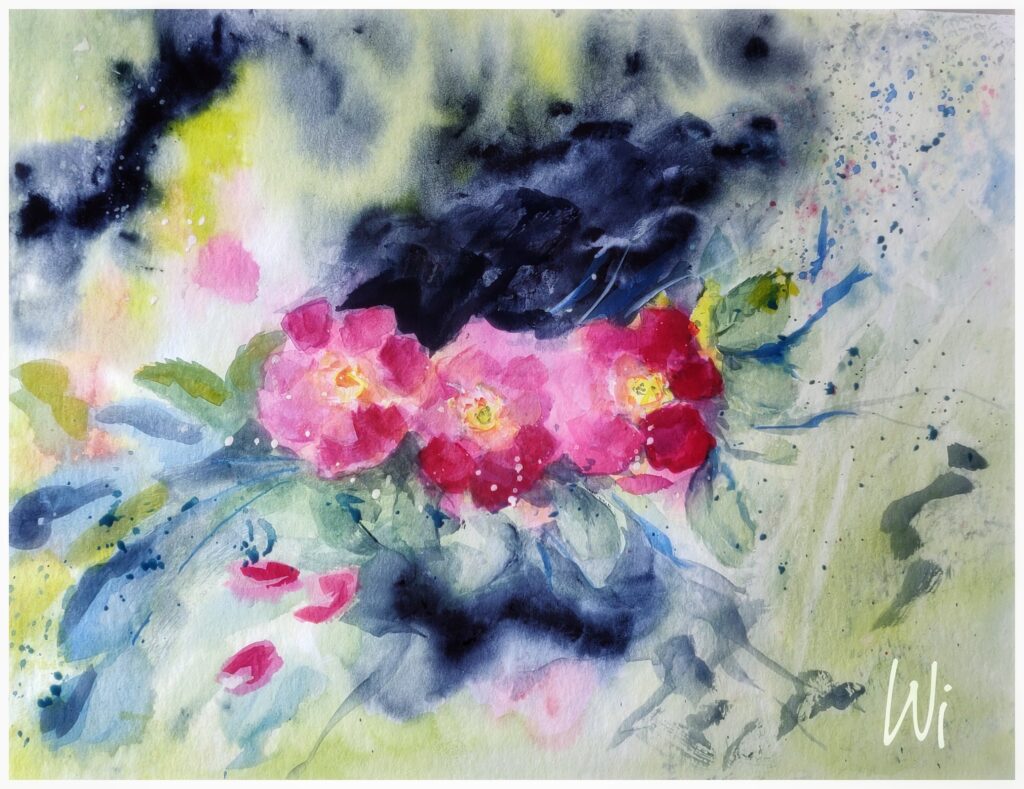 *Juni* Rosenmonat, Wasserfarbe, nass in nass, 38x28 cm