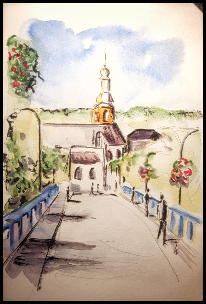 Urban Sketching, Saarbrücken, Fineliner, Marker, Aquarellfarbe, Sketchbook