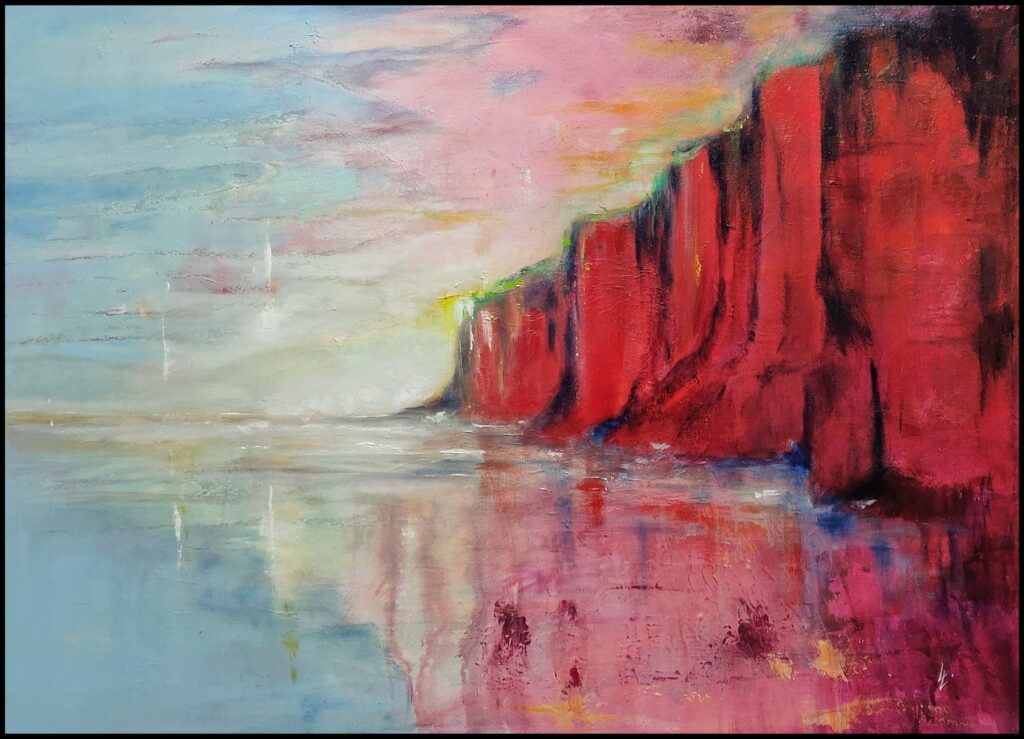 rote Klippen, Öl und Acryl auf Leinwand, 110x80 cm