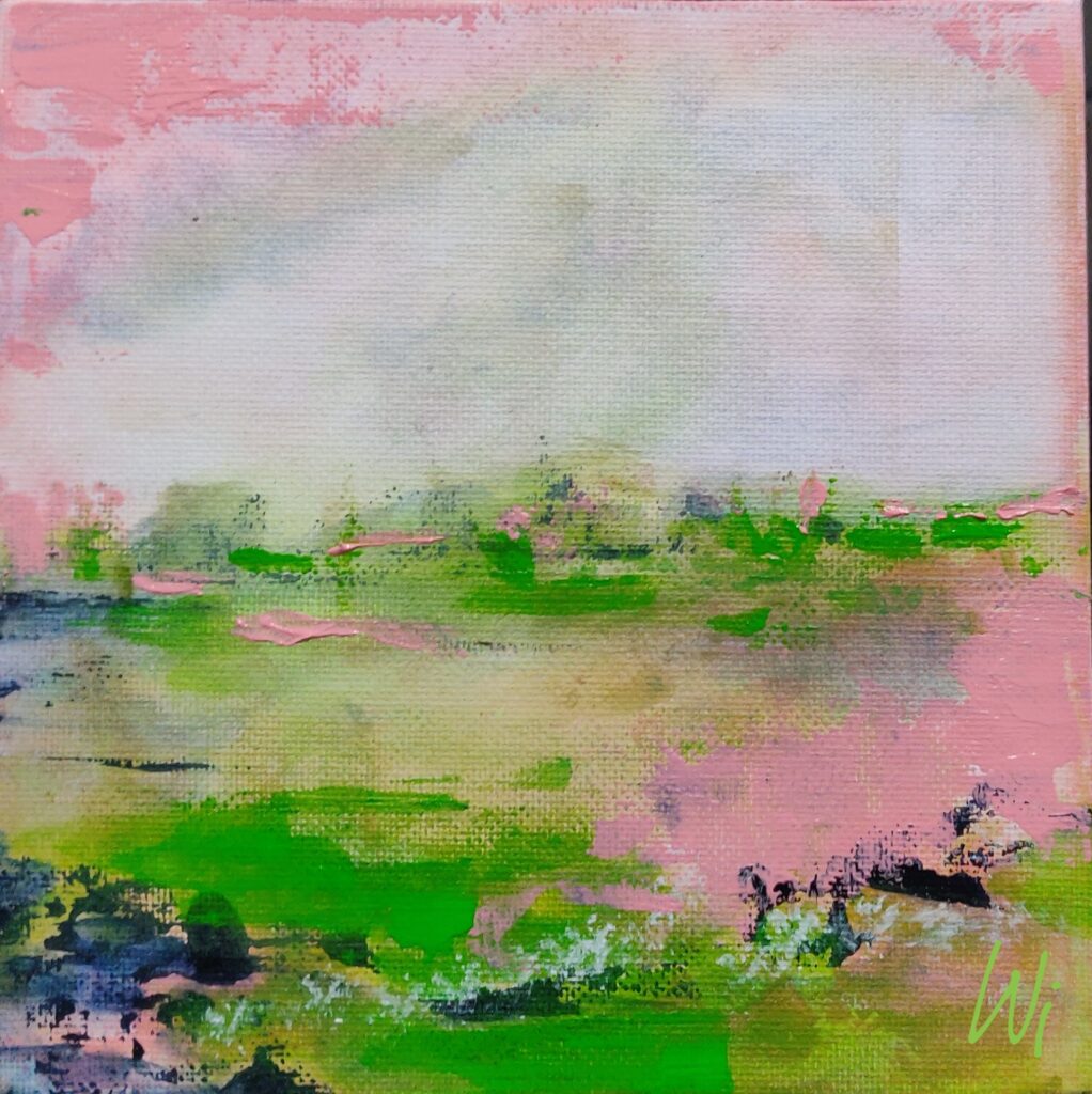Frühlingsstimmung, Acryl auf Malpappe, 15x15 cm