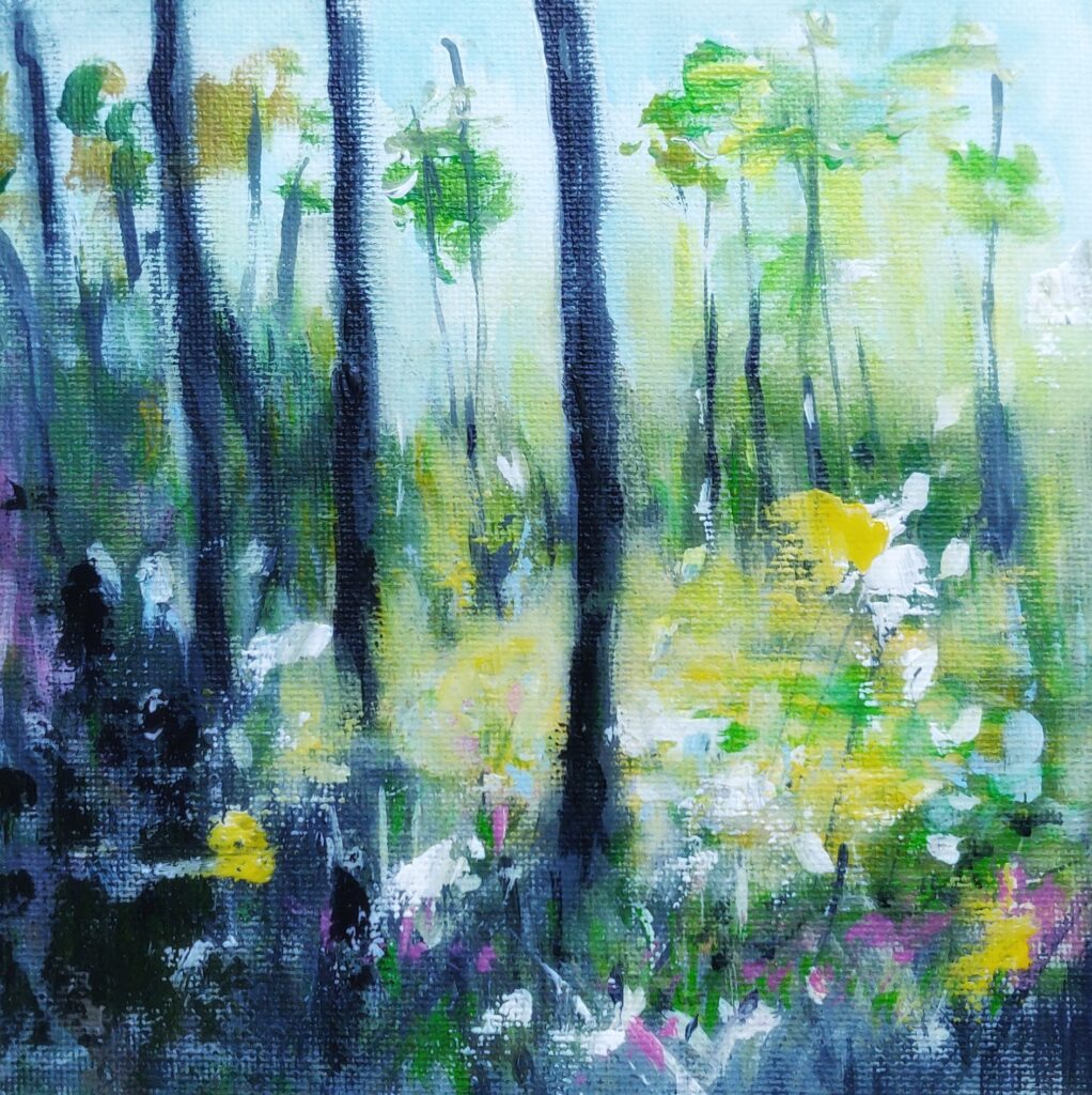 Frühlingsstimmung, Acryl auf Malpappe, 15x15 cm