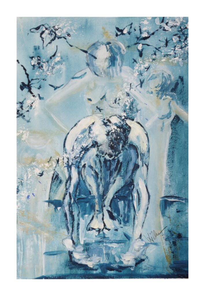 Figur abstrakt, Acryl auf Papier, 24x32 cm